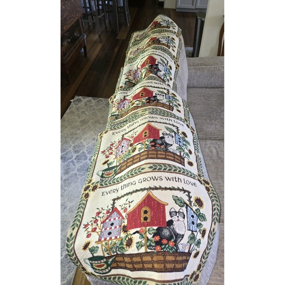 6 Woven Tapestry Placemats Everything Grows With Love Cat Birdhouses 19x12 in